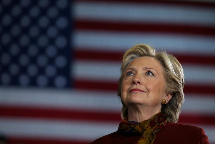 U.S. Democratic presidential nominee Hillary Clinton attends a campaign rally accompanied by vice presidential nominee Senator Tim Kaine (not pictured) in Pittsburgh, U.S., October 22, 2016. REUTERS/Carlos Barria/File Photo