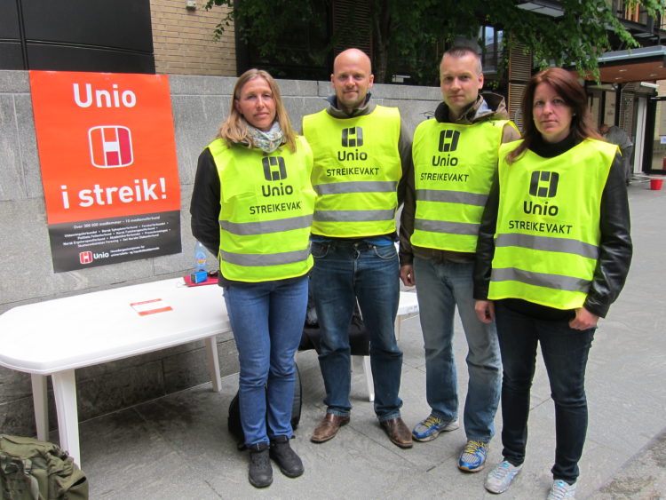 Union workers on strike in Oslo, Norway