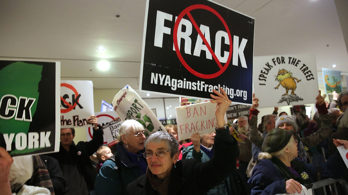 Protesters against fracking in New York, where the practice is now banned state wide. Source: AFP Photo/ Spencer Platt