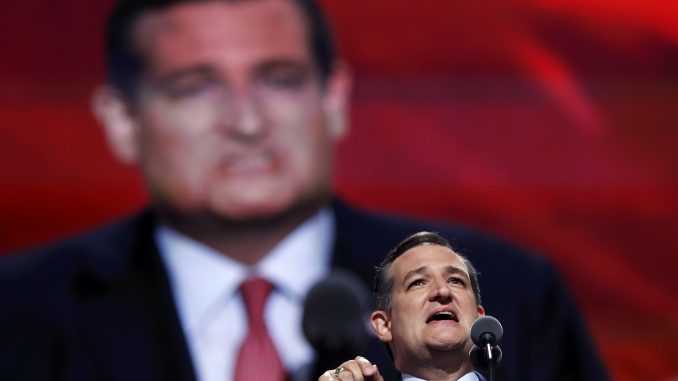 Ted Cruz speaking at the 2016 Republican National Convention.